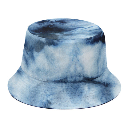 Blue And Black Acid Wash Tie Dye Print Bucket Hat