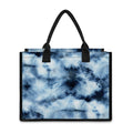 Blue And Black Acid Wash Tie Dye Print Canvas Tote Bag
