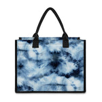 Blue And Black Acid Wash Tie Dye Print Canvas Tote Bag