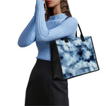 Blue And Black Acid Wash Tie Dye Print Canvas Tote Bag