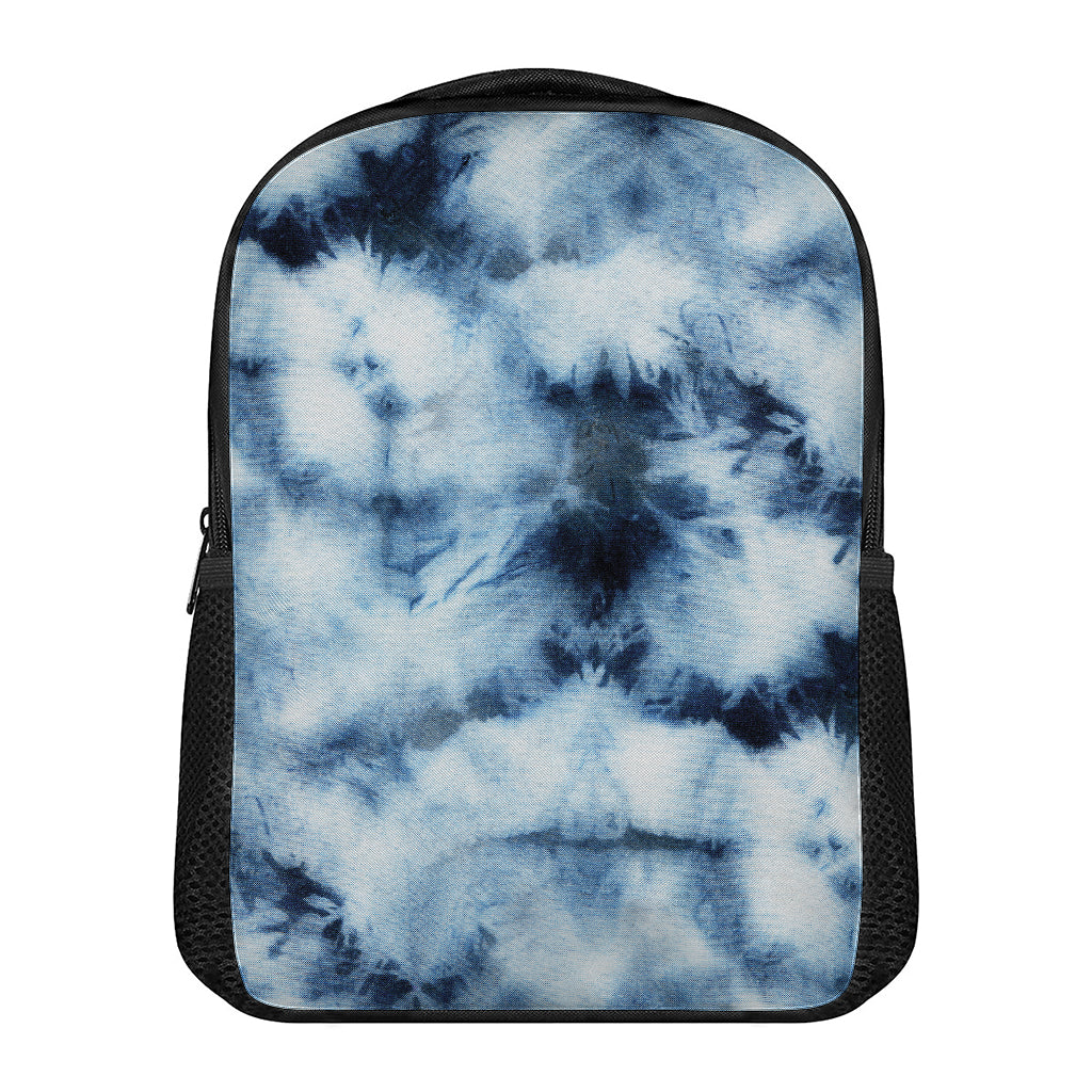 Blue And Black Acid Wash Tie Dye Print Casual Backpack