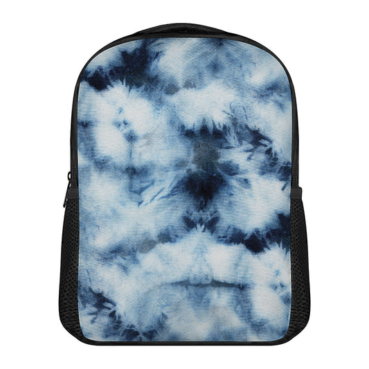 Blue And Black Acid Wash Tie Dye Print Casual Backpack