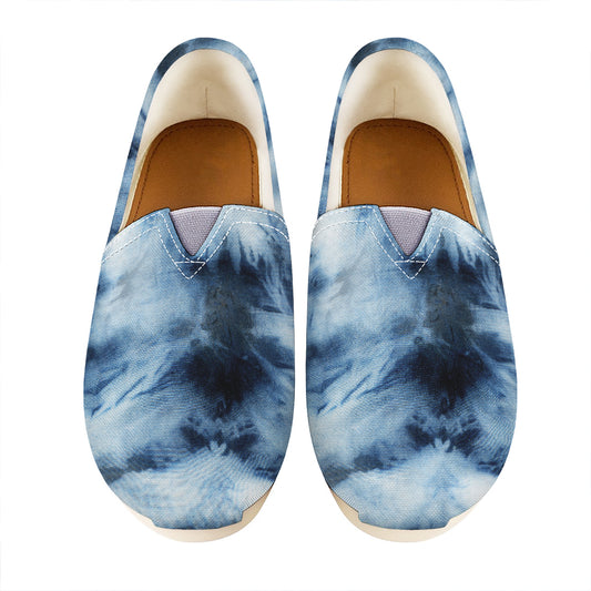 Blue And Black Acid Wash Tie Dye Print Casual Shoes
