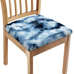 Blue And Black Acid Wash Tie Dye Print Chair Cushion Cover