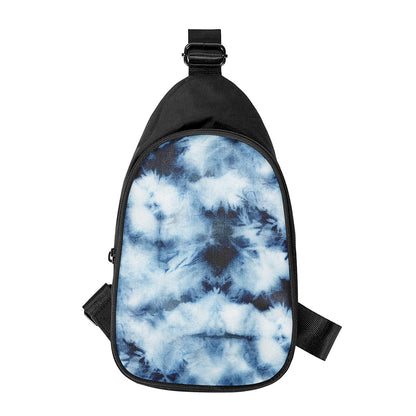 Blue And Black Acid Wash Tie Dye Print Chest Bag