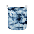 Blue And Black Acid Wash Tie Dye Print Collapsible Laundry Basket