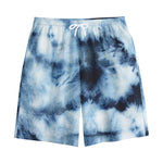 Blue And Black Acid Wash Tie Dye Print Cotton Shorts