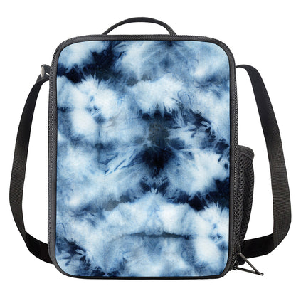 Blue And Black Acid Wash Tie Dye Print Crossbody Lunch Bag