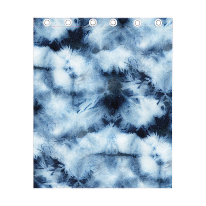 Blue And Black Acid Wash Tie Dye Print Curtain