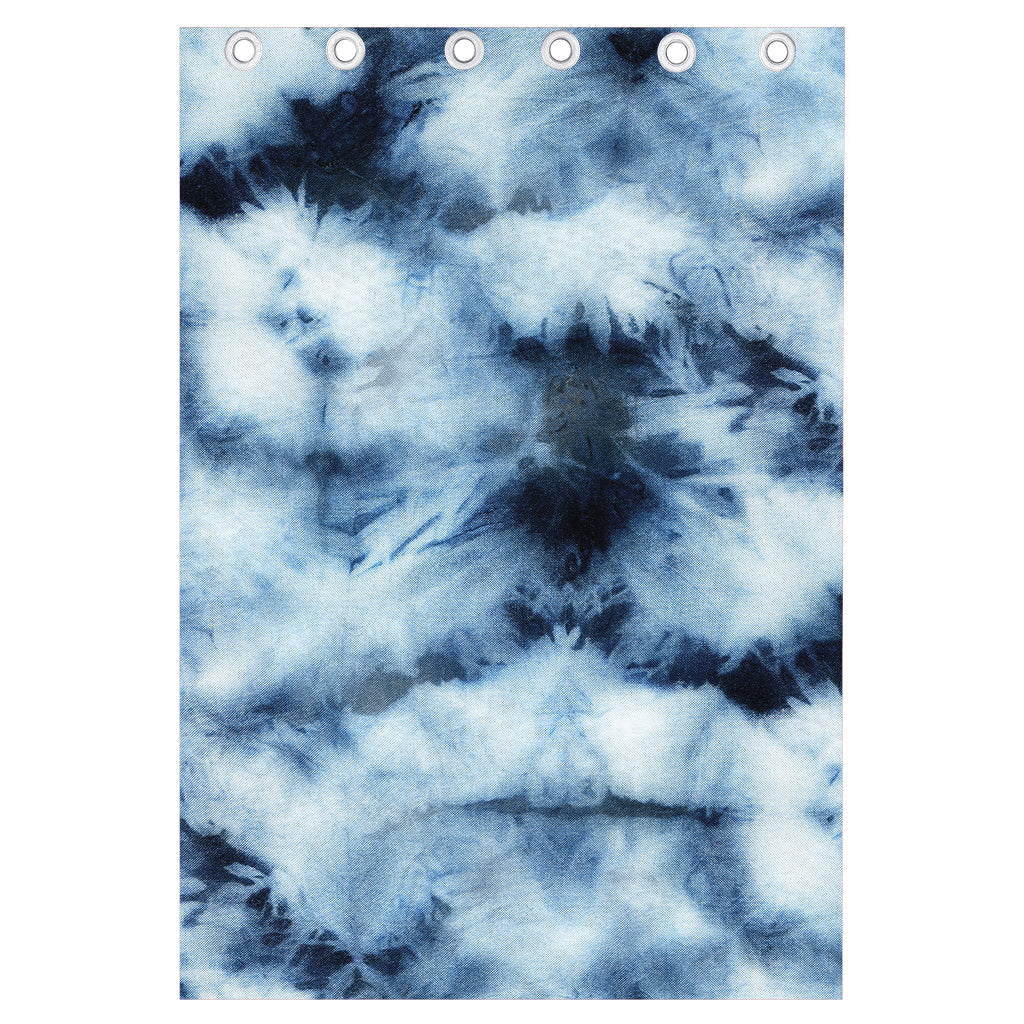 Blue And Black Acid Wash Tie Dye Print Curtain