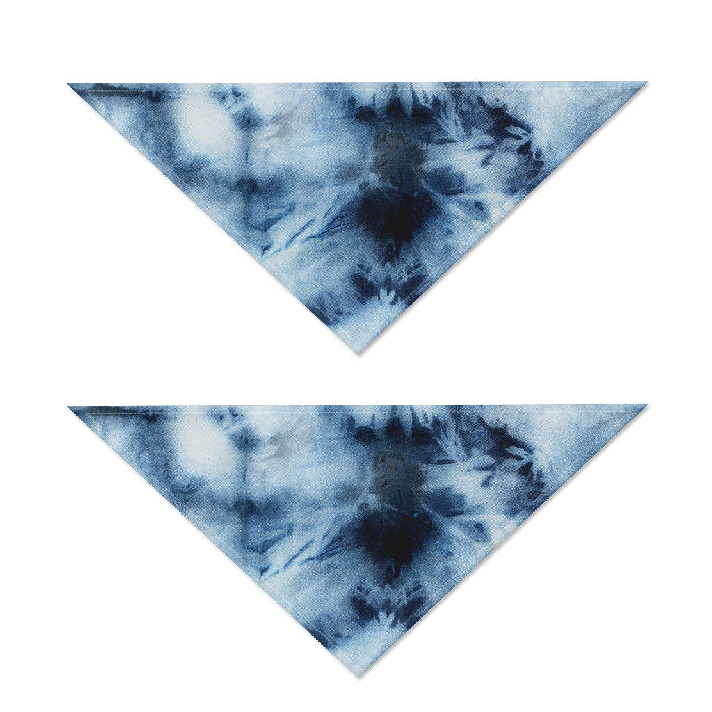 Blue And Black Acid Wash Tie Dye Print Dog Bandana