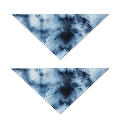 Blue And Black Acid Wash Tie Dye Print Dog Bandana