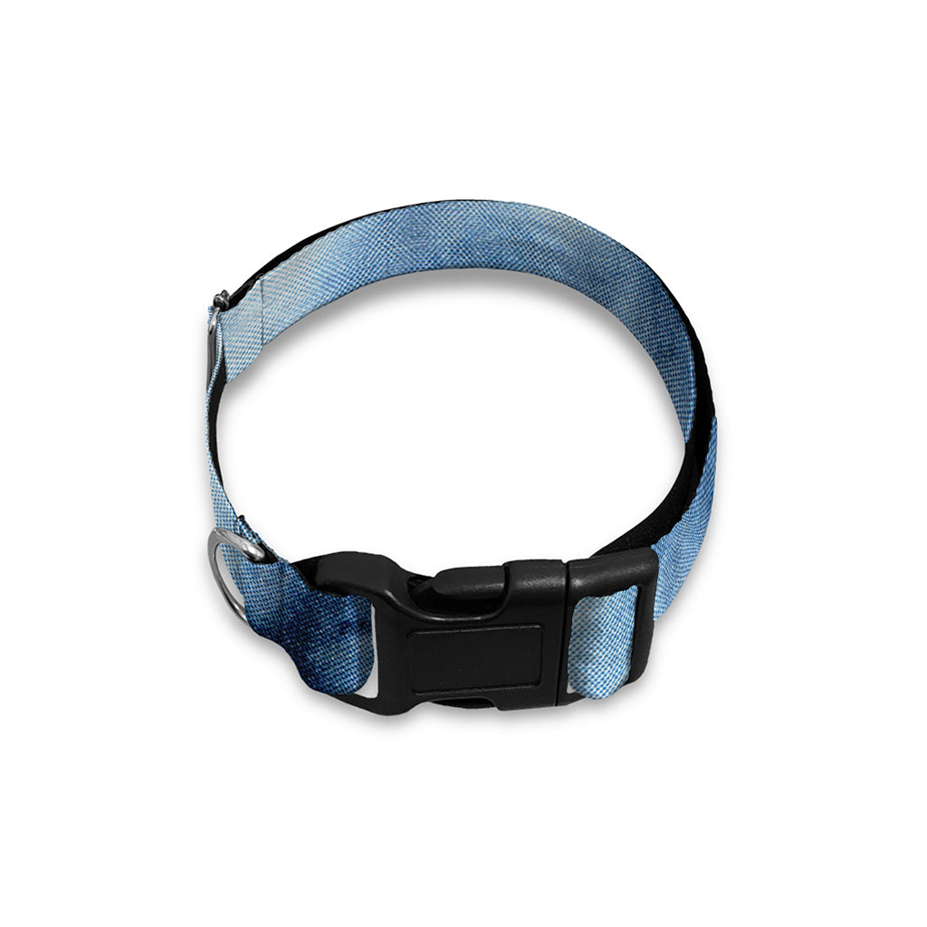 Blue And Black Acid Wash Tie Dye Print Dog Collar