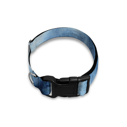 Blue And Black Acid Wash Tie Dye Print Dog Collar