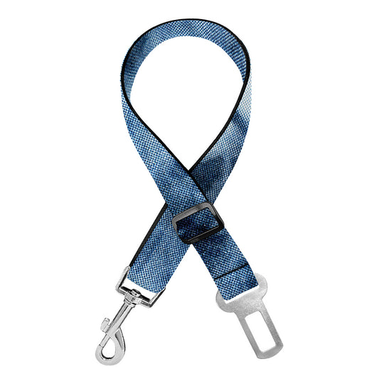 Blue And Black Acid Wash Tie Dye Print Dog Seat Belt