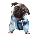 Blue And Black Acid Wash Tie Dye Print Dog Zip Up Hoodie