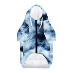 Blue And Black Acid Wash Tie Dye Print Dog Zip Up Hoodie