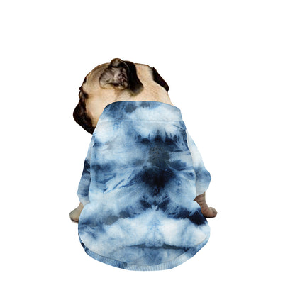 Blue And Black Acid Wash Tie Dye Print Dog Zip Up Jacket