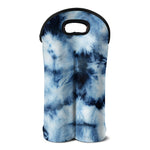 Blue And Black Acid Wash Tie Dye Print Double Neoprene Wine Tote