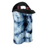 Blue And Black Acid Wash Tie Dye Print Double Neoprene Wine Tote