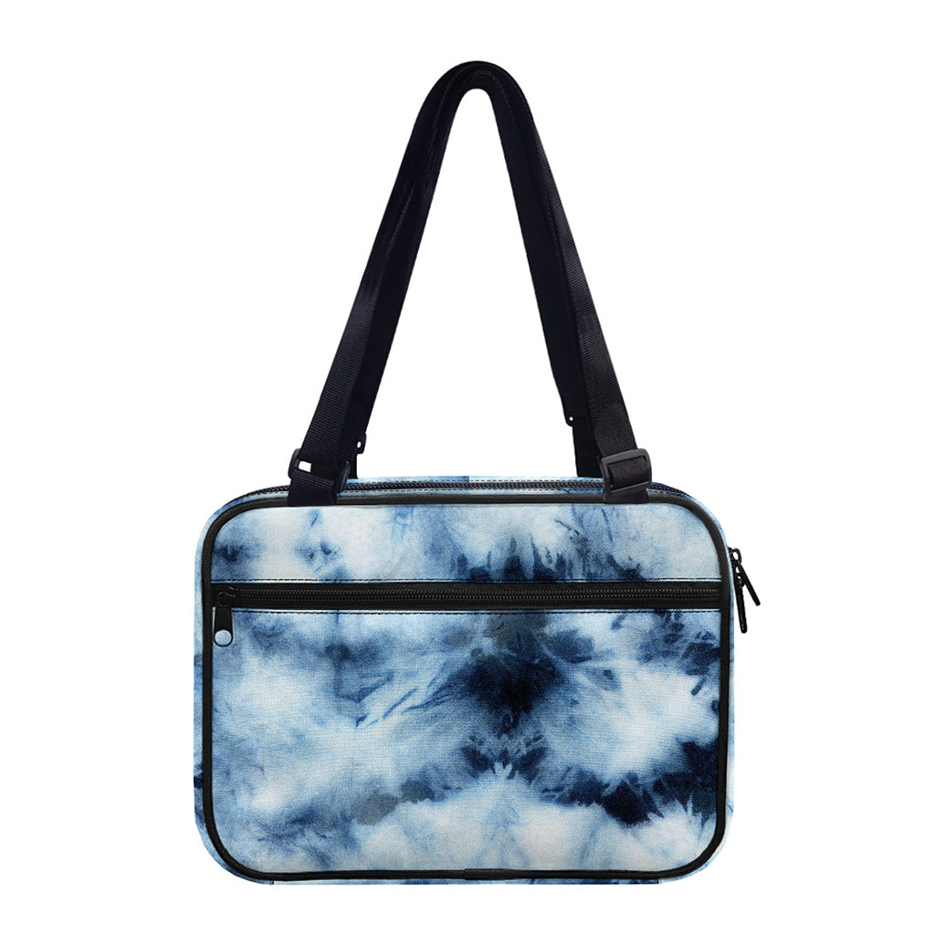 Blue And Black Acid Wash Tie Dye Print Double Strap Bible Bag