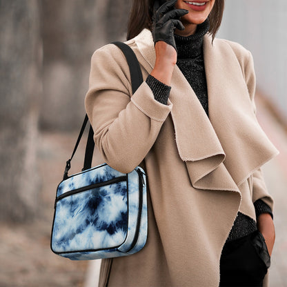 Blue And Black Acid Wash Tie Dye Print Double Strap Bible Bag