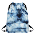 Blue And Black Acid Wash Tie Dye Print Drawstring Backpack