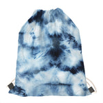 Blue And Black Acid Wash Tie Dye Print Drawstring Bag