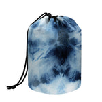 Blue And Black Acid Wash Tie Dye Print Drawstring Makeup Bag