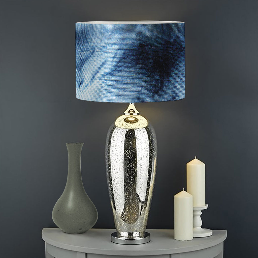 Blue And Black Acid Wash Tie Dye Print Drum Lamp Shade