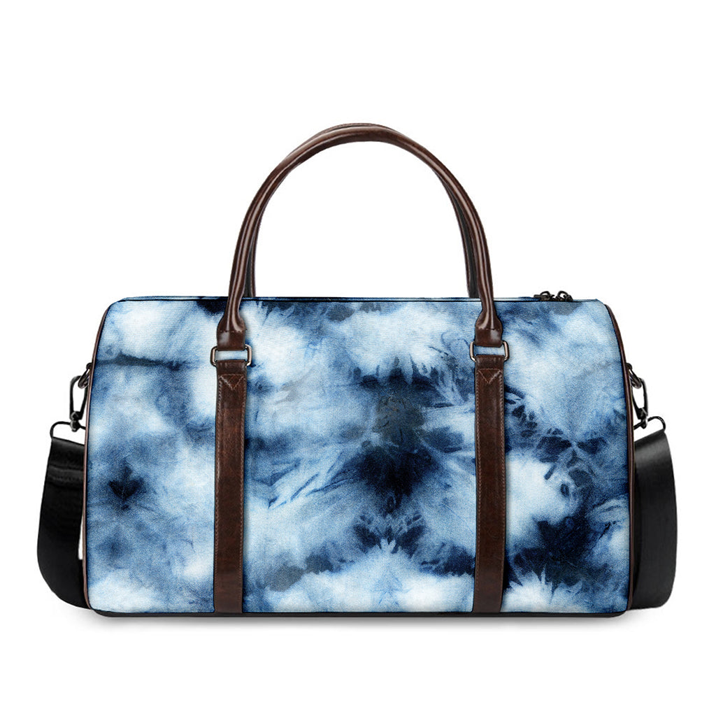 Blue And Black Acid Wash Tie Dye Print Duffle Bag
