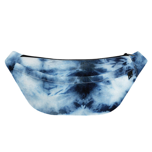 Blue And Black Acid Wash Tie Dye Print Fanny Pack