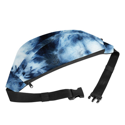 Blue And Black Acid Wash Tie Dye Print Fanny Pack