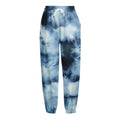 Blue And Black Acid Wash Tie Dye Print Fleece Lined Knit Pants