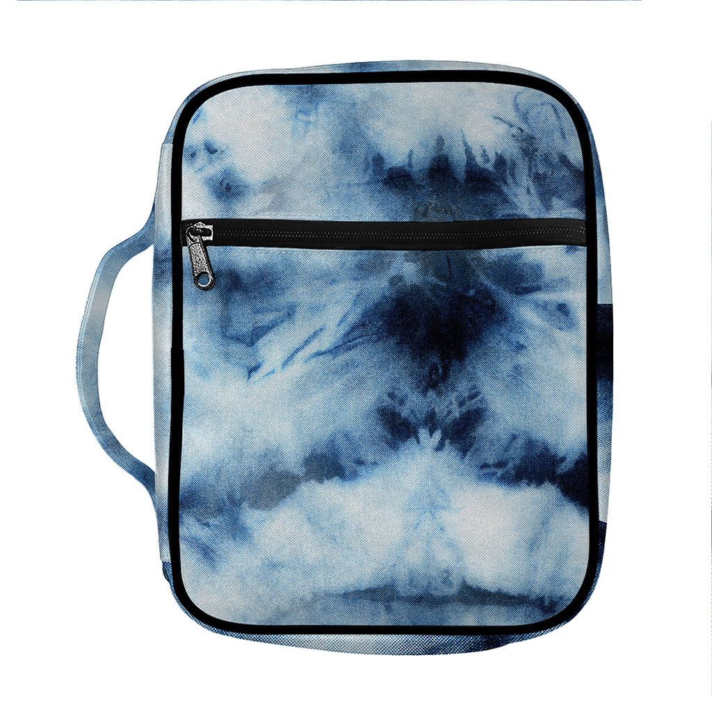 Blue And Black Acid Wash Tie Dye Print Front Pocket Bible Bag