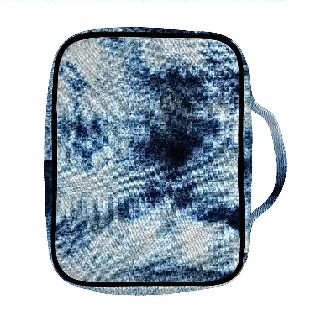 Blue And Black Acid Wash Tie Dye Print Front Pocket Bible Bag