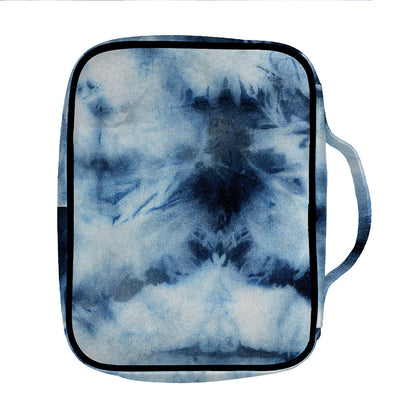 Blue And Black Acid Wash Tie Dye Print Front Pocket Bible Bag