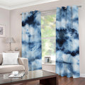 Blue And Black Acid Wash Tie Dye Print Grommet Curtains