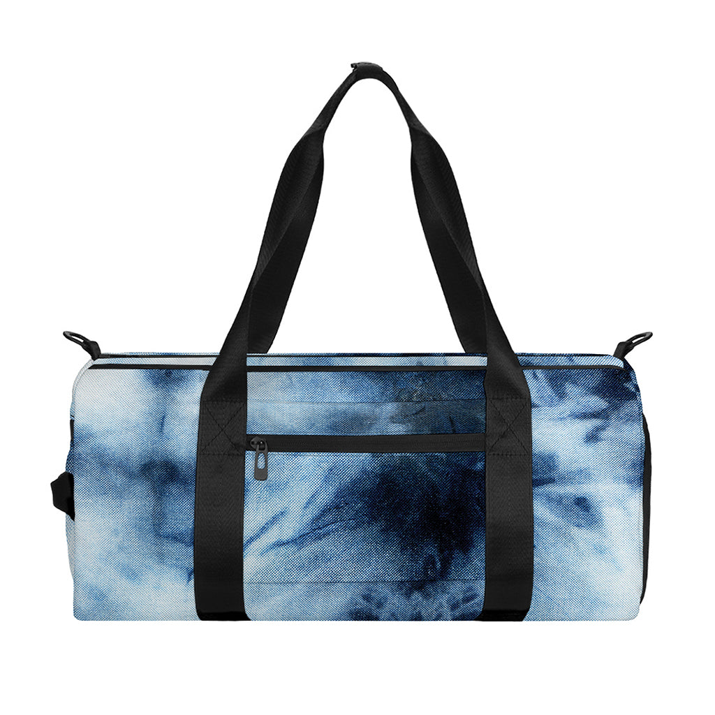 Blue And Black Acid Wash Tie Dye Print Gym Bag