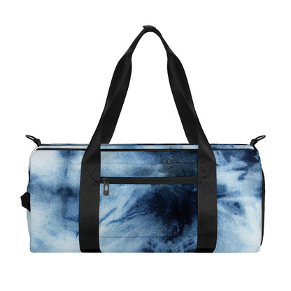 Blue And Black Acid Wash Tie Dye Print Gym Bag