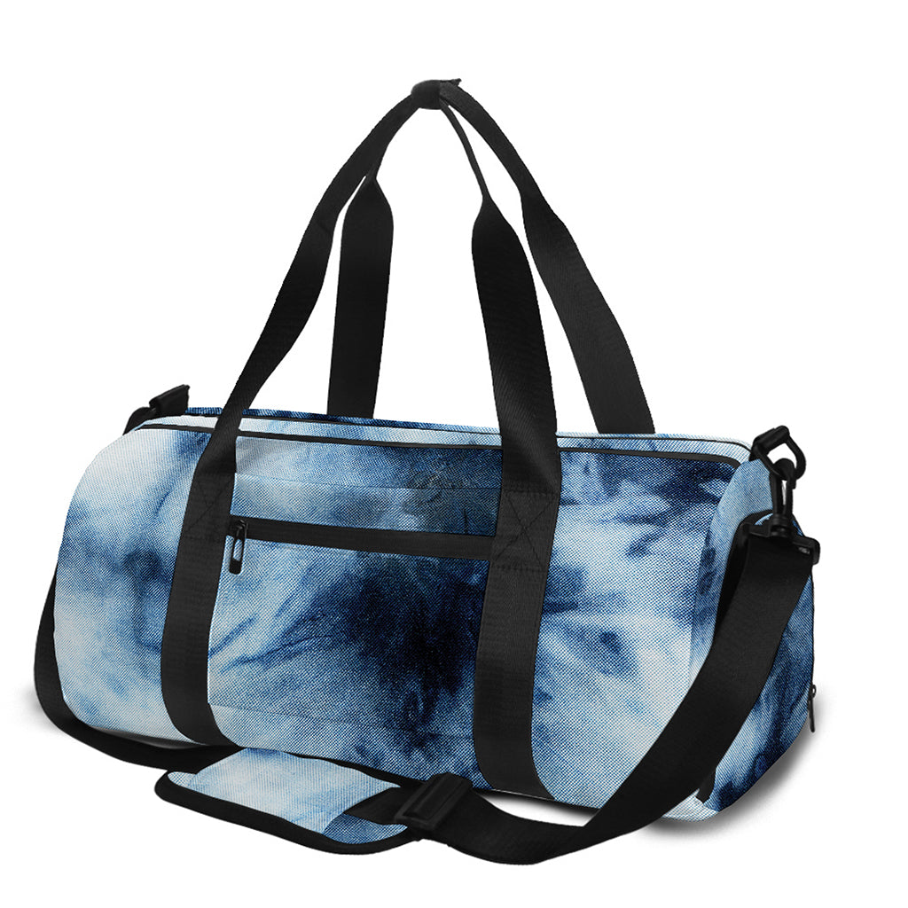 Blue And Black Acid Wash Tie Dye Print Gym Bag