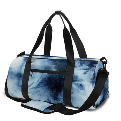 Blue And Black Acid Wash Tie Dye Print Gym Bag
