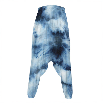 Blue And Black Acid Wash Tie Dye Print Hammer Pants