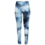 Blue And Black Acid Wash Tie Dye Print High-Waisted Pocket Leggings