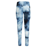 Blue And Black Acid Wash Tie Dye Print High-Waisted Pocket Leggings
