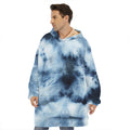 Blue And Black Acid Wash Tie Dye Print Hoodie Blanket
