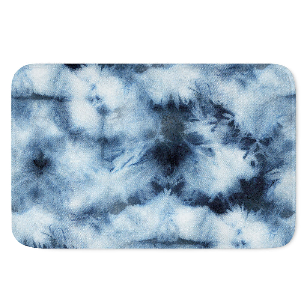 Blue And Black Acid Wash Tie Dye Print Indoor Door Mat