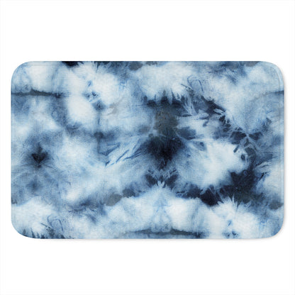 Blue And Black Acid Wash Tie Dye Print Indoor Door Mat