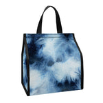 Blue And Black Acid Wash Tie Dye Print Insulated Lunch Tote