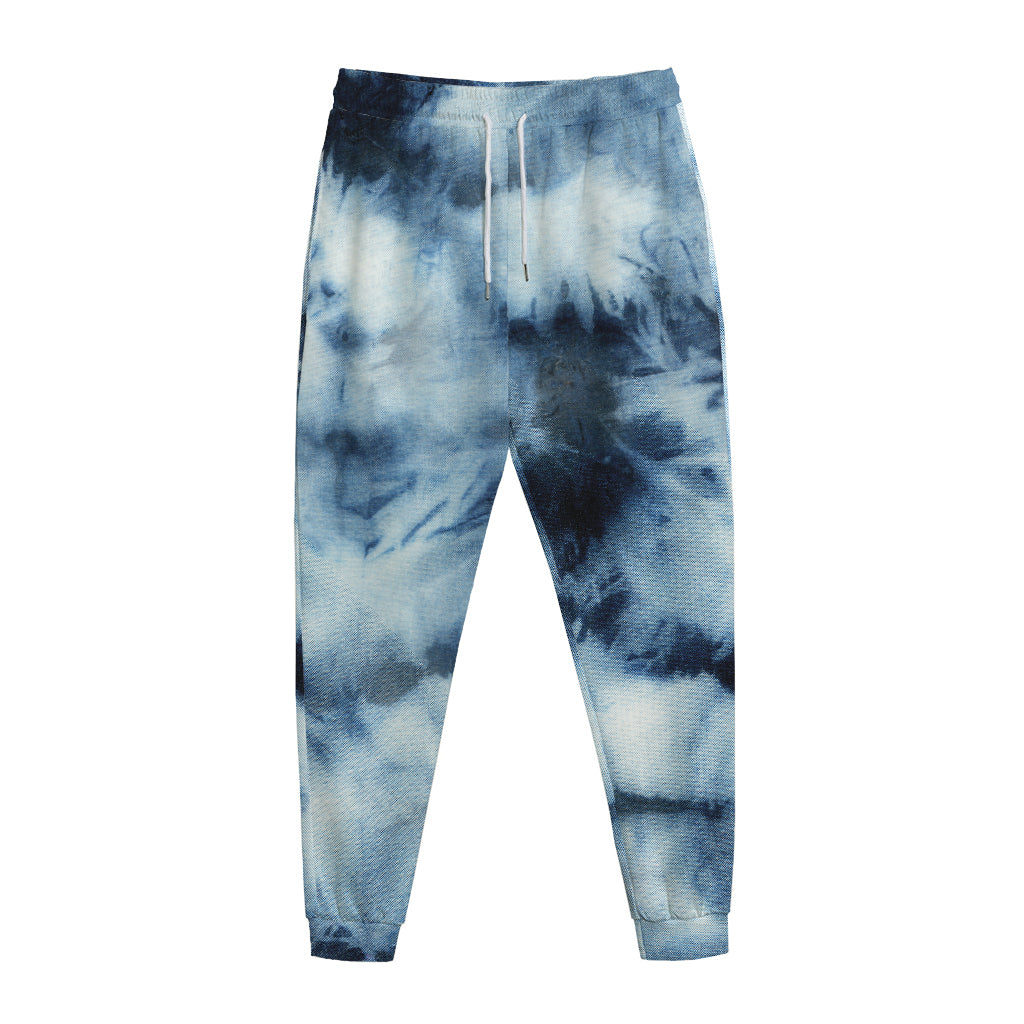 Blue And Black Acid Wash Tie Dye Print Jogger Pants